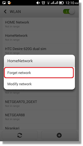 برداشتن وای فای از لیست شبکه های اتصال و تلاش مجدد برای پیدا کردن شبکه‌های اتصال